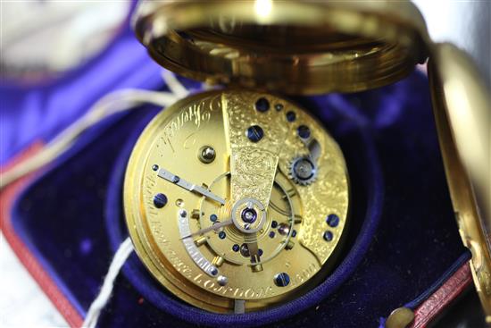 A George IV 18ct gold keywind duplex pocket watch by French Royal Exchange, London,